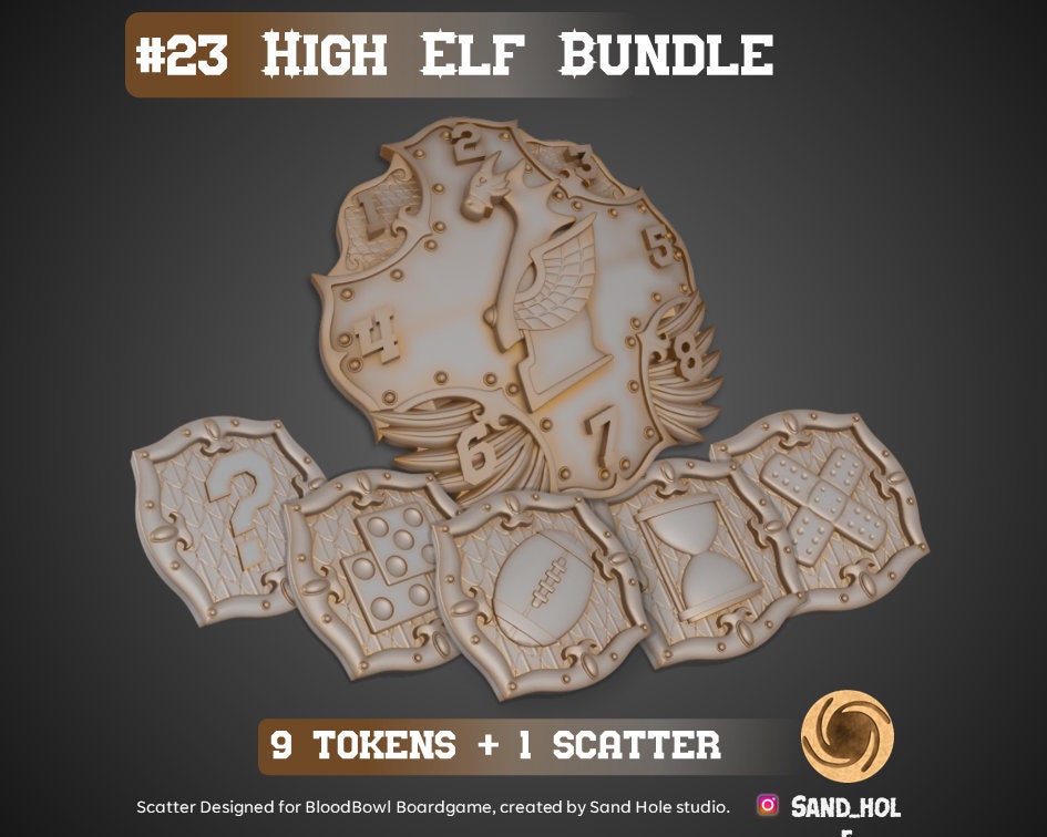 3D Print of Blood Bowl High Elf Token by Roche benoit