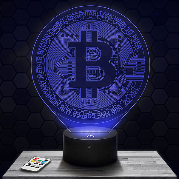 Bitcoin 3D LED Lamp with a base of your choice! - PictyourLamp