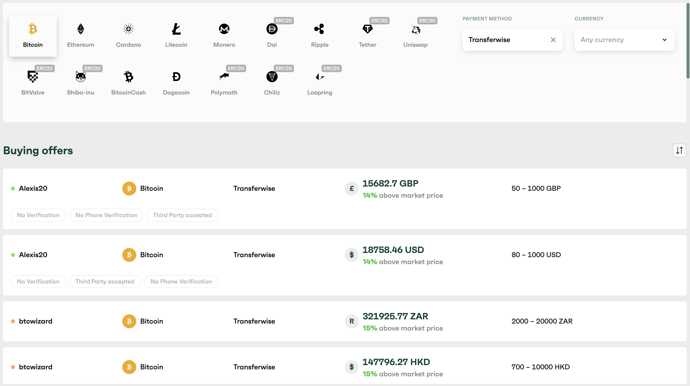 Buy Bitcoin using Transferwise on Totalcoin