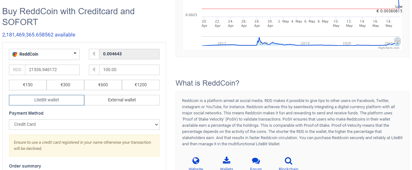 Buy ReddCoin with Credit or Debit Card | Buy RDD Instantly