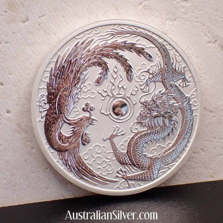 $1 Dragon & Phoenix 1oz Silver High Relief Proof Coin - Town Hall Coins and Collectables