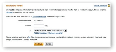 Withdraw Paypal Fund to Malaysia Local bank