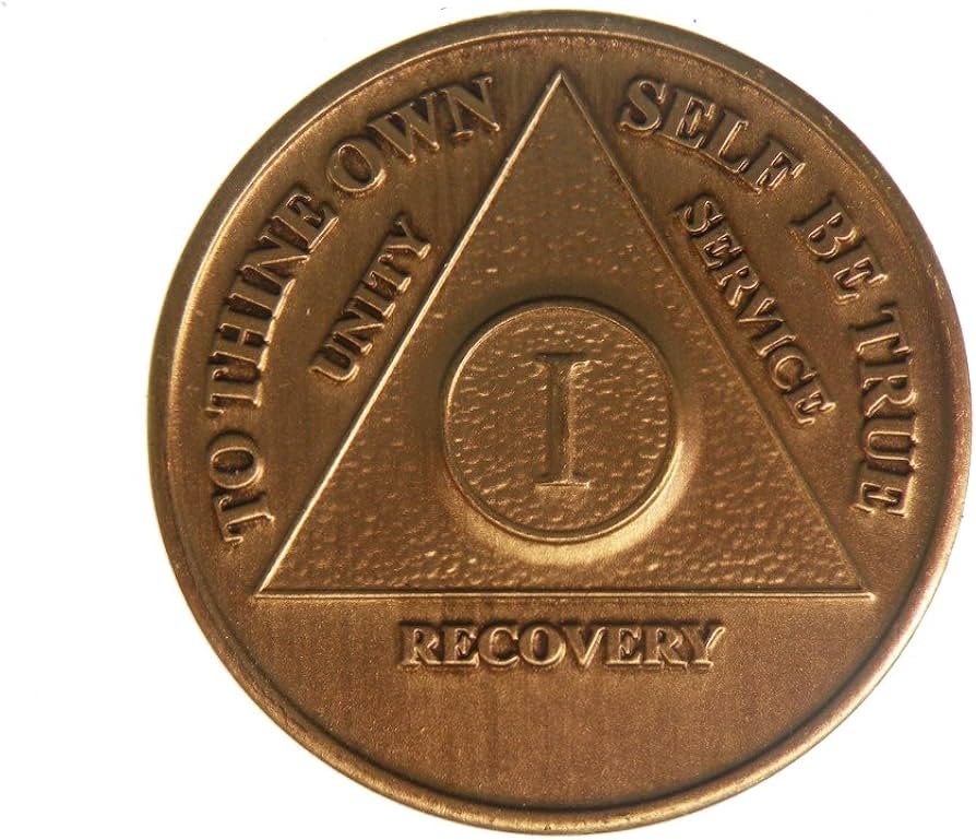 AA Black & Gold AA Medallion Anniversary Coin AA - Doing It Sober