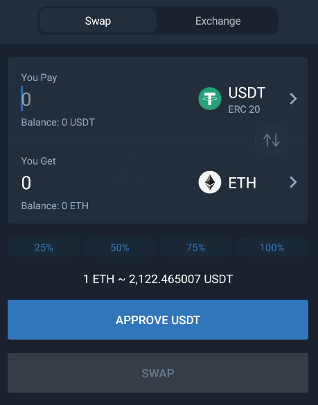 Exchange ETH to USDT | Ledger