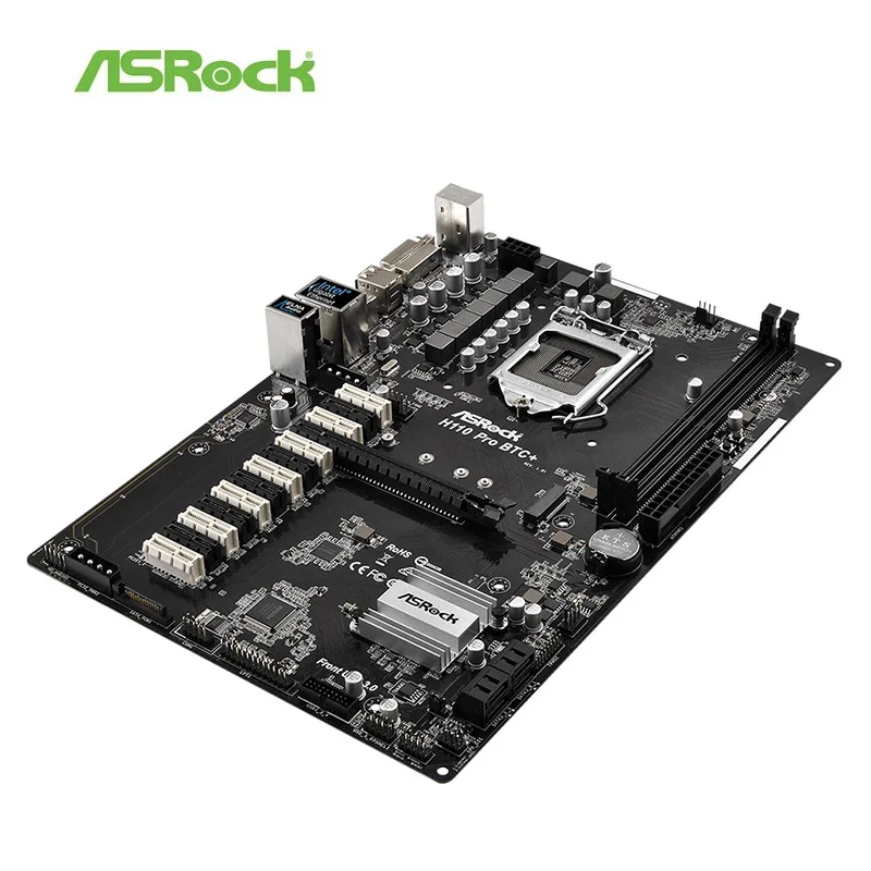 ASRock H Pro BTC+ 13x PCIe Mainboard Mining+CPU Celeron G