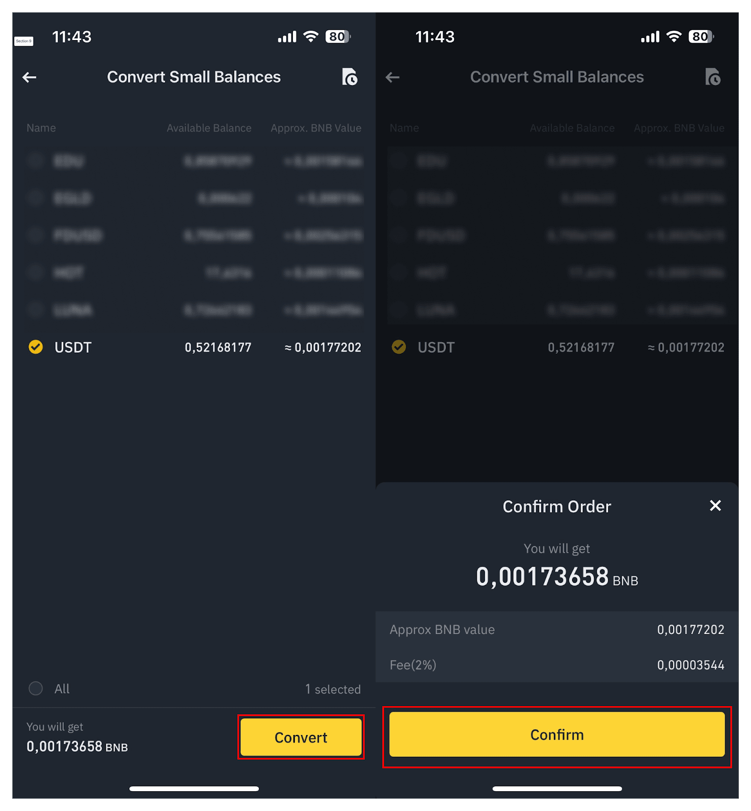 Binance Missing Dust to BNB Transactions (LEGACY) : Support Desk