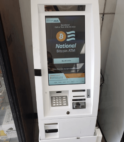 Bitcoin ATM dispenses cash for cryptocurrency