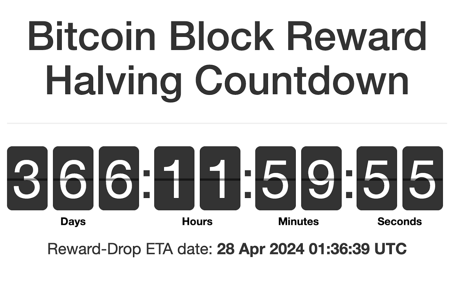 Bitcoin Block Reward Halving Countdown