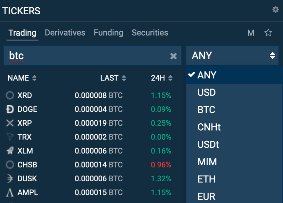 Routes USDT on Bitfinex