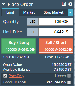 BitMEX types of orders