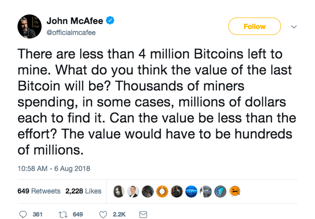 John McAfee Predicted That Bitcoin Would Be Trading at $, Today