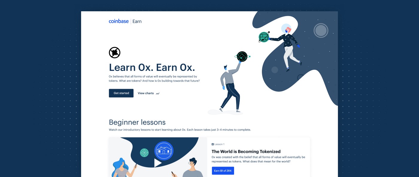 Learn and Earn - Coinbase to Pay Users 0x Tokens For Learning About Cryptocurrencies