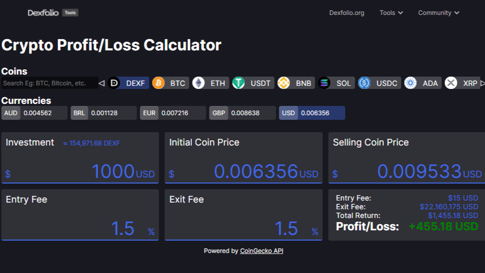 Crypto Calculator and Converter Tool