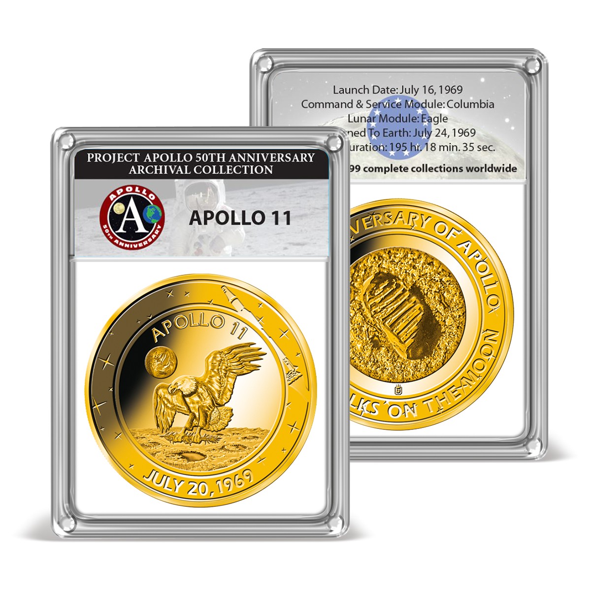 $5 Proof American Apollo 11 50th Anniversary Gold Coin