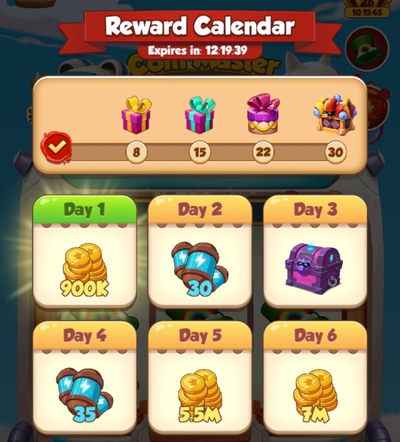 Reward Calendar - Extra shield - Coin Master new update