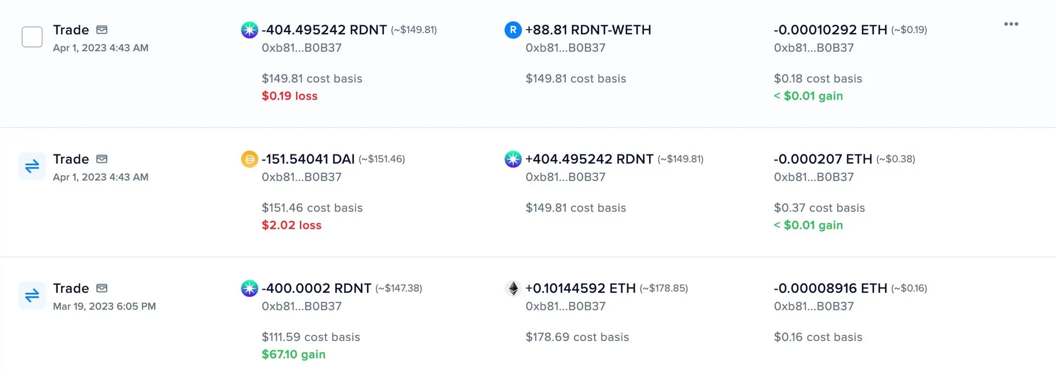 CoinTracking · Realized and Unrealized Gains