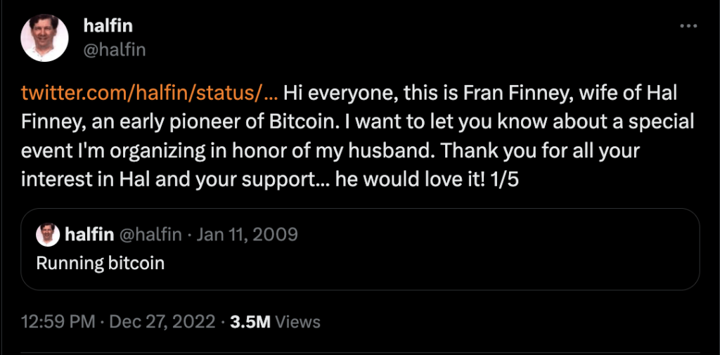 ‘Running Bitcoin’ Tweet by Developer Hal Finney Completes 14 Years - TheNewsCrypto