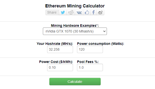 Ethereum (ETH) Mining Profit Calculator - WhatToMine