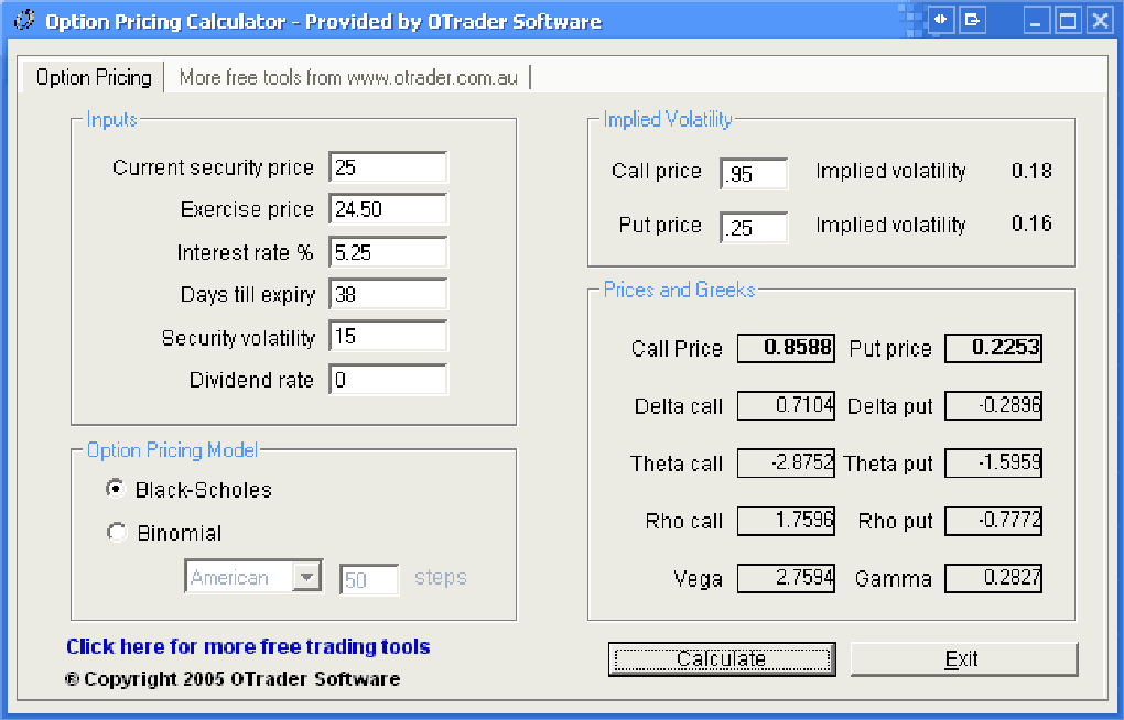 MathFinance | Option Calculator