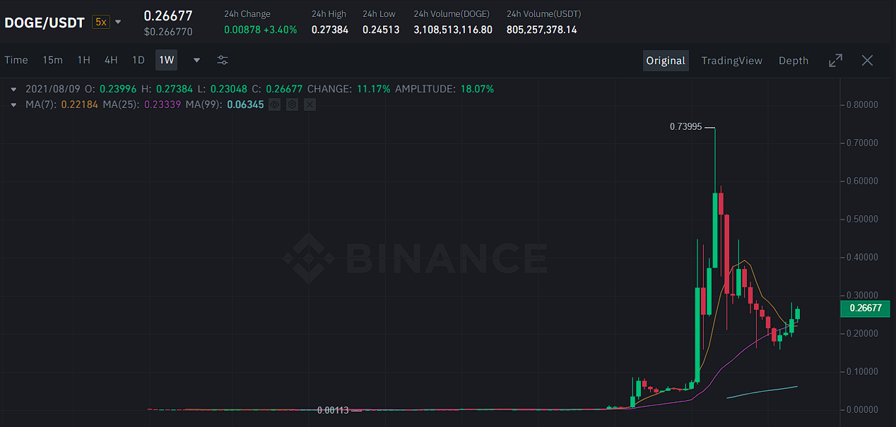 DOGE USDT - Binance - CryptoCurrencyChart