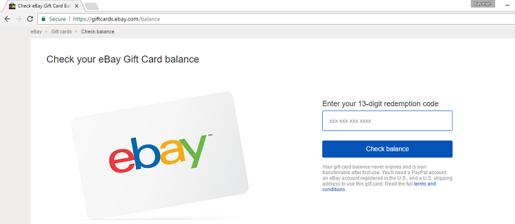 Check eBay US Gift Card Balance Online