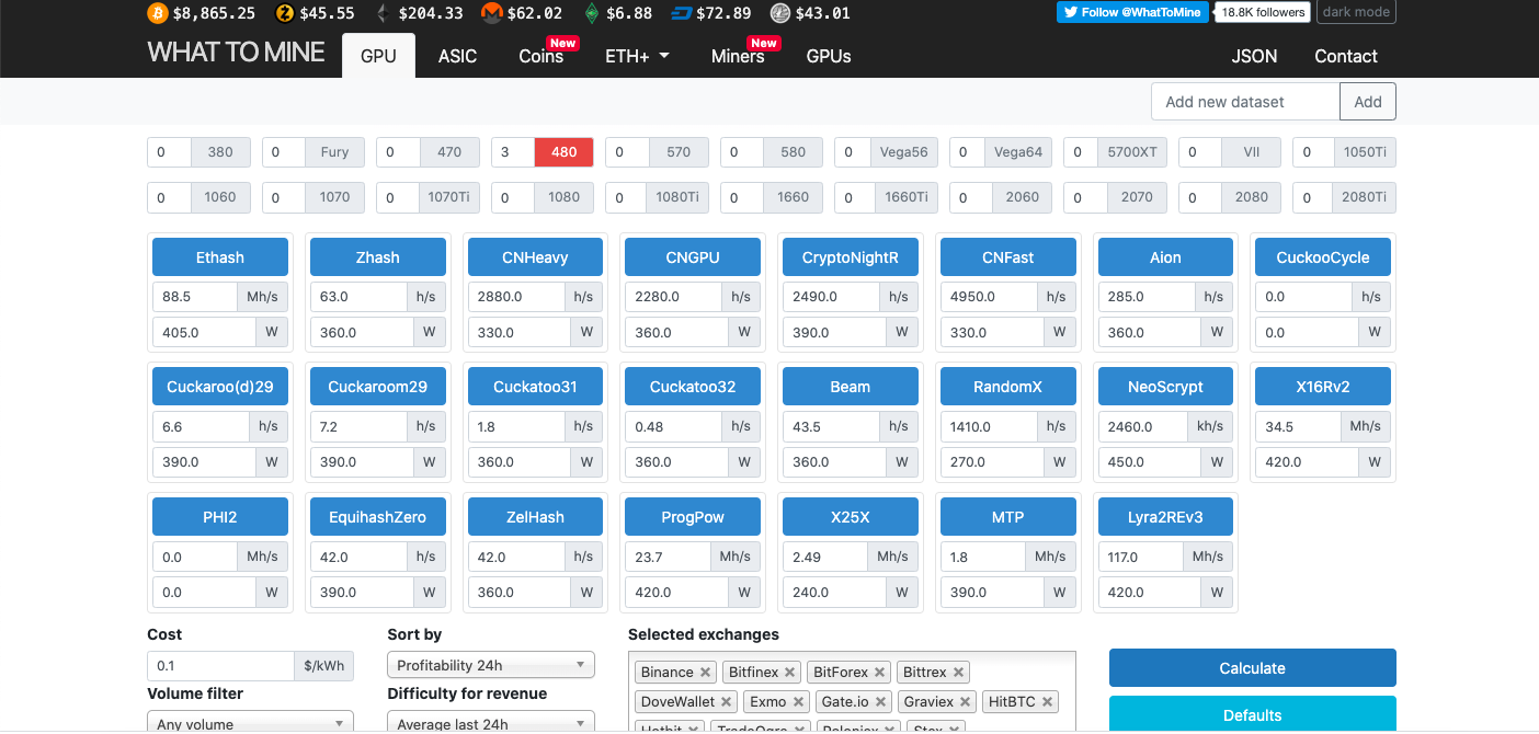 NVIDIA GeForce RTX mining profit calculator - WhatToMine