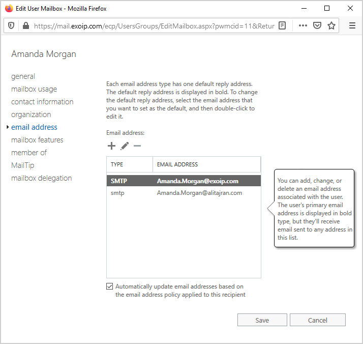 How to change Primary SMTP Address on Exchange Online? - Collaboration - Spiceworks Community