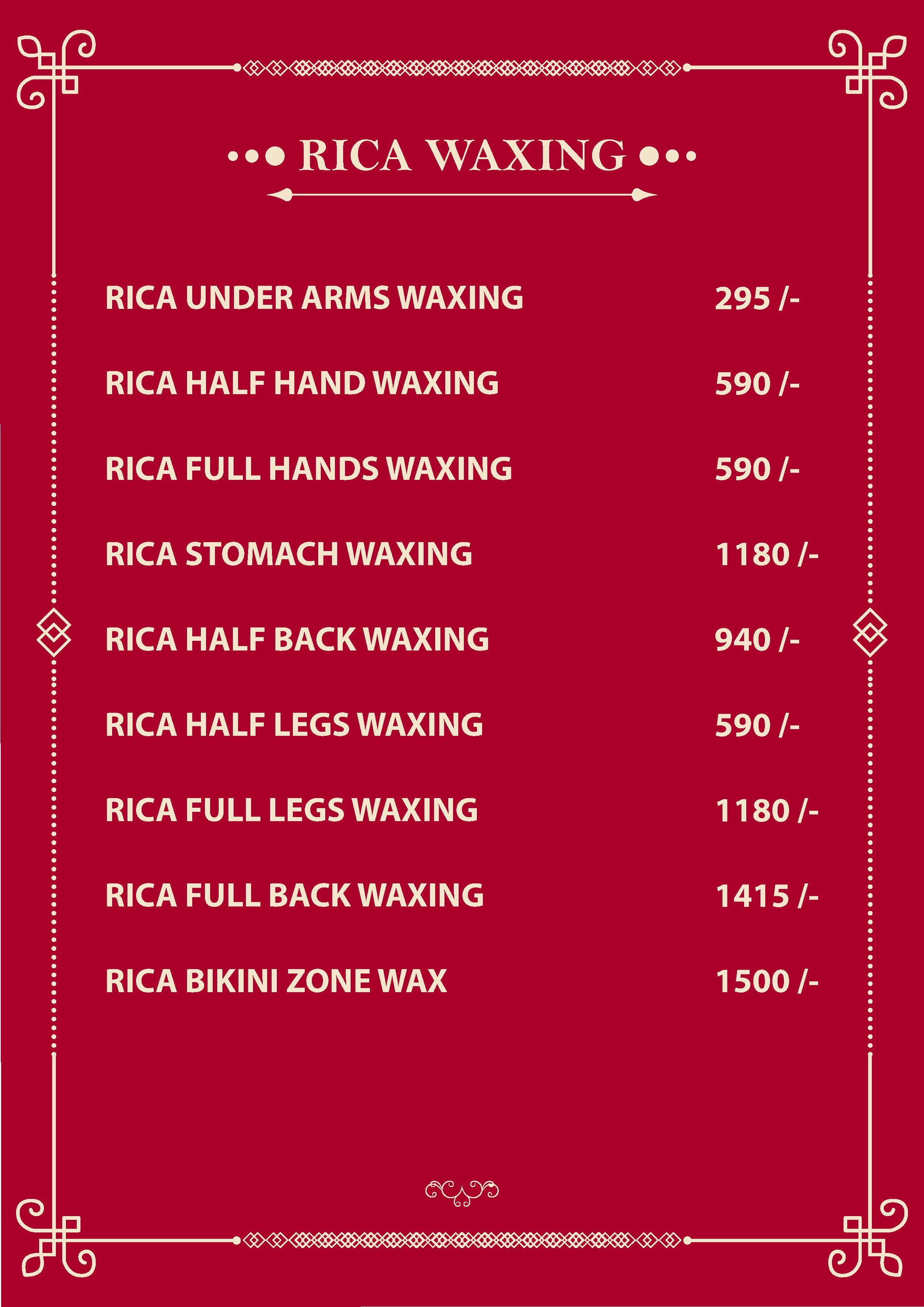 waxing menu & prices – Mint Nail and Beauty Ltd