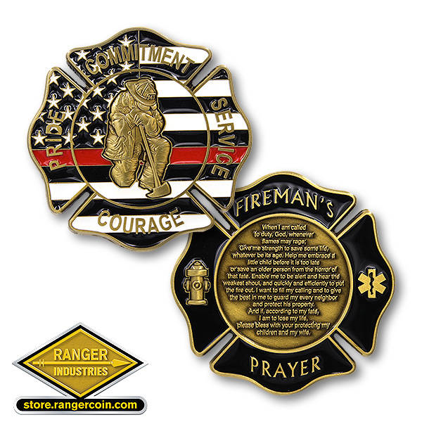 Firefighter Prayer Challenge Coin Fireman Gifts