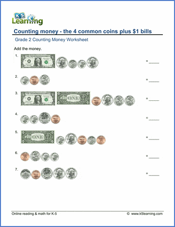 Counting Money Worksheets up to $1