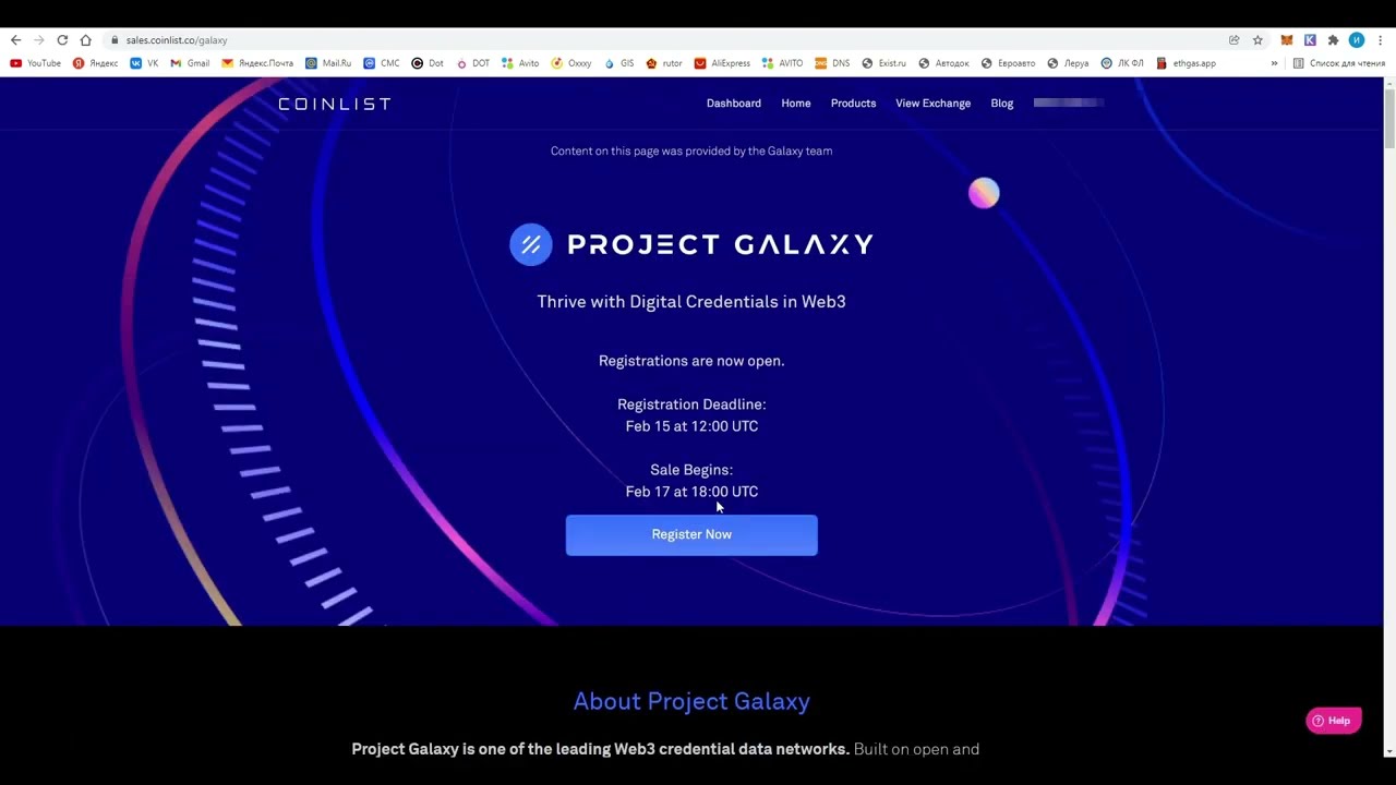 Project Galaxy Token Sale Hosted By CoinList - Smart Liquidity Research