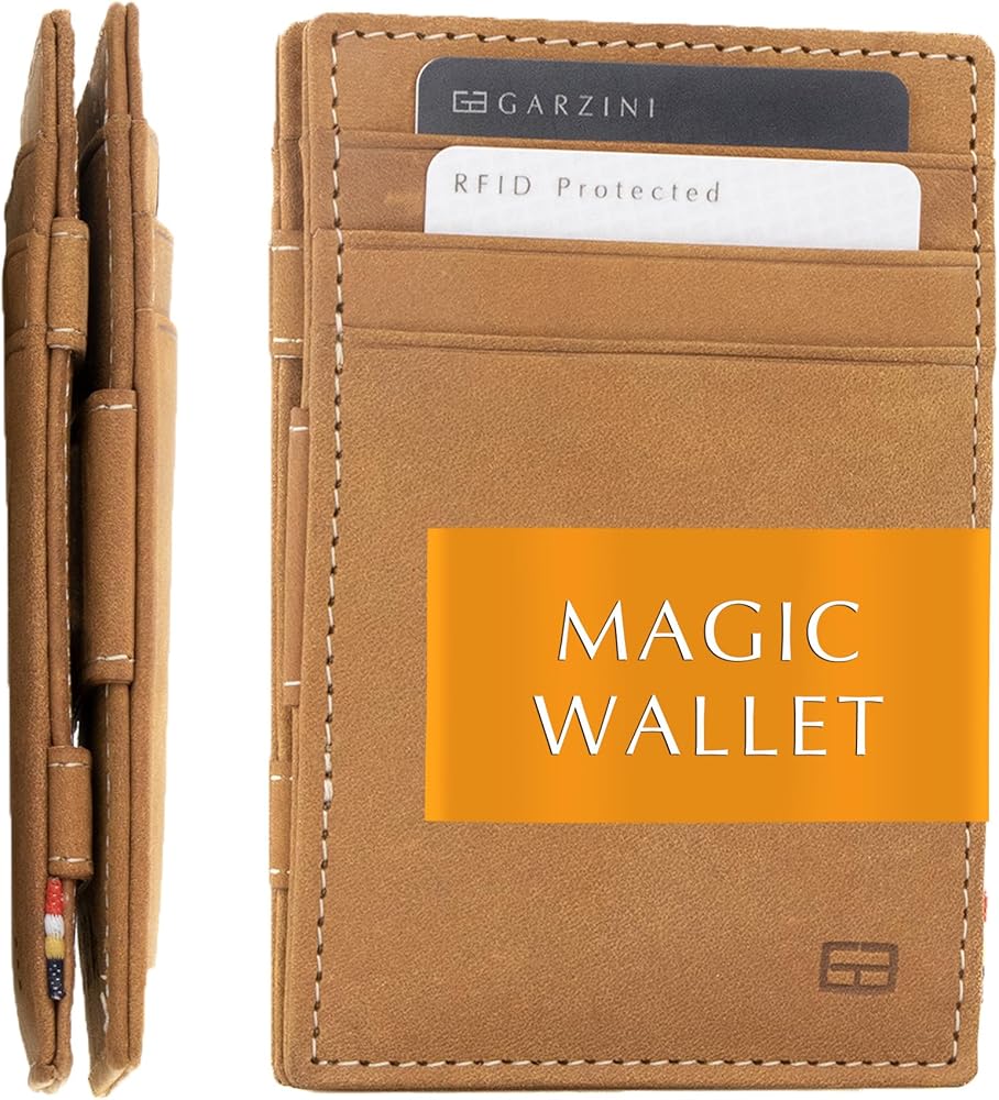 Garzini Cavare Brushed Cognac Magic Wallet - with or without coin pouch