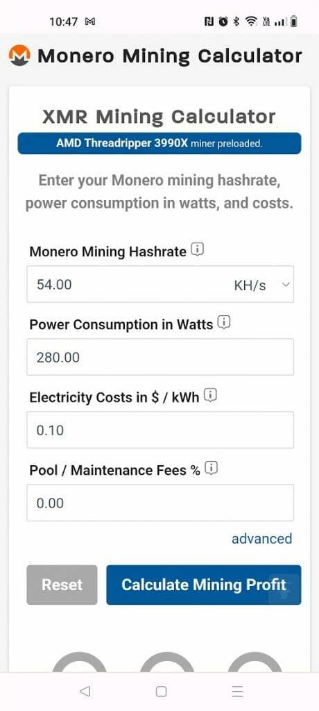 Monero Mining Calculator - My Crypto Buddy