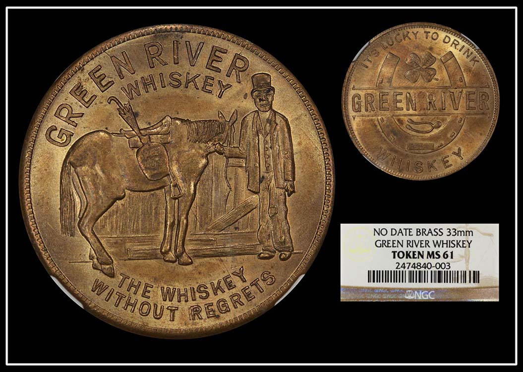 GREEN RIVER Whiskey Shiny Brass Coin / Token Beautiful Very Fine Condition $ - PicClick AU