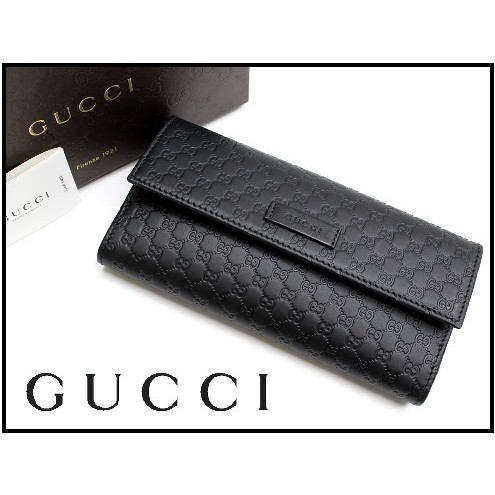 Gucci Leather Wallet Black GG Cellarius Design - Women Collection - Como Milano