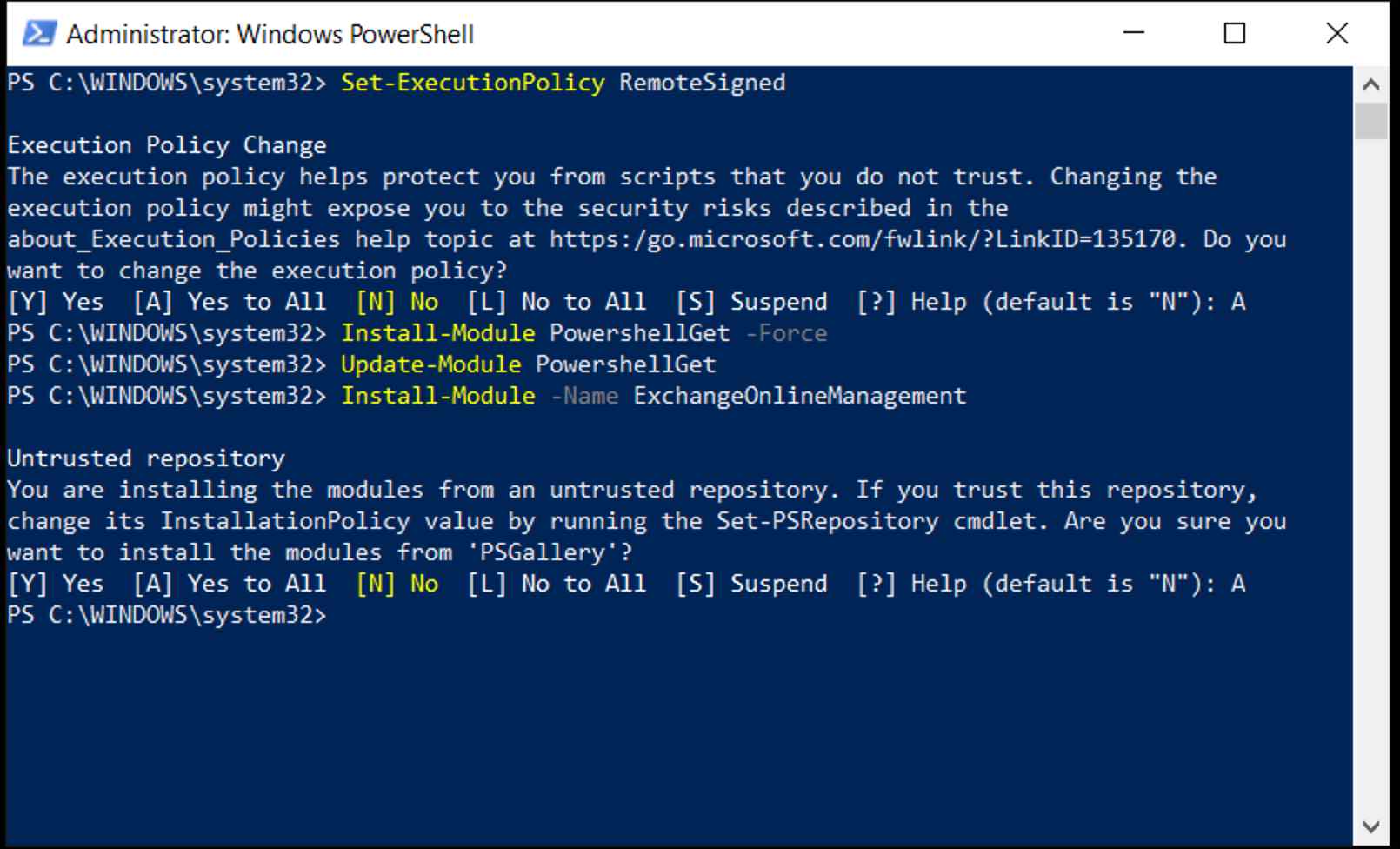 Install Exchange Online PowerShell module - oinfo