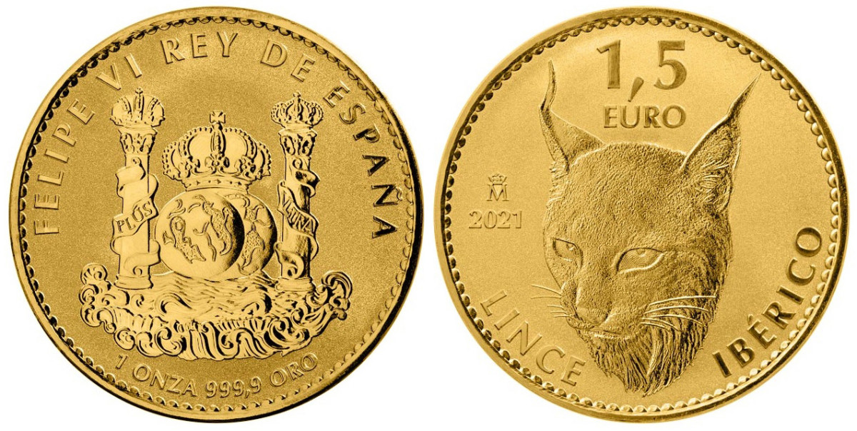 1/10 oz Gold 15 Euro Cent Spanish Iberian Lynx BU Coin | European Mint