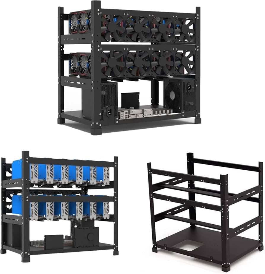 Stackable Crypto Mining Rig Frame, Upto 6 card support – hashrate