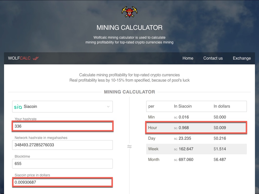 Siacoin (SC) Mining Profitability Calculator | CryptoRival