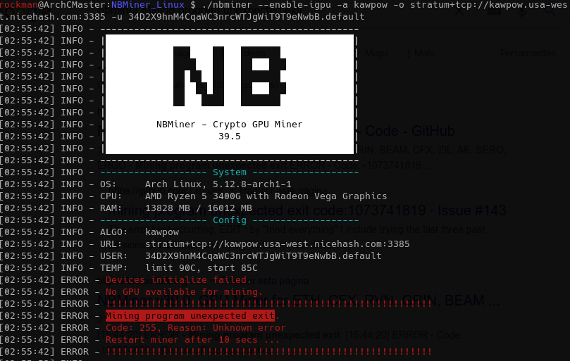 ERROR - No GPU available for mining · Issue # · NebuTech/NBMiner · GitHub