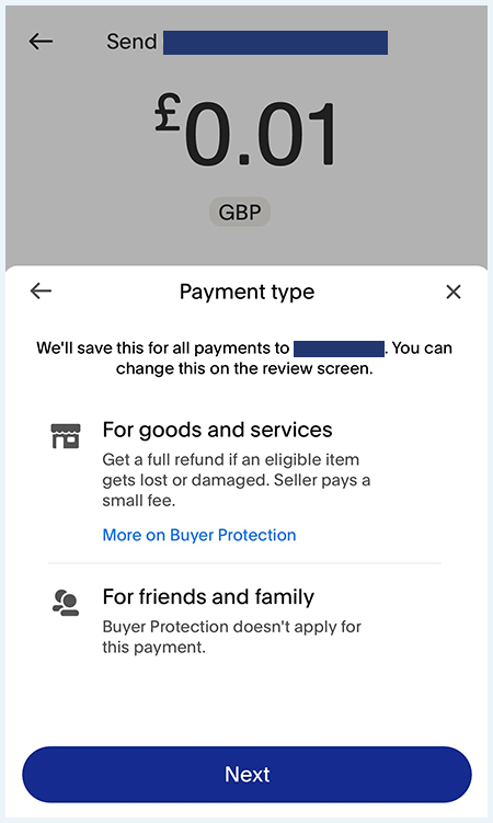 What's the difference between friends and family or goods and services payments? | PayPal GB