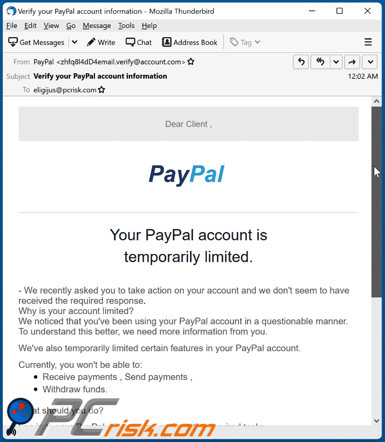 Recognize Suspicious Activity | PayPal LC