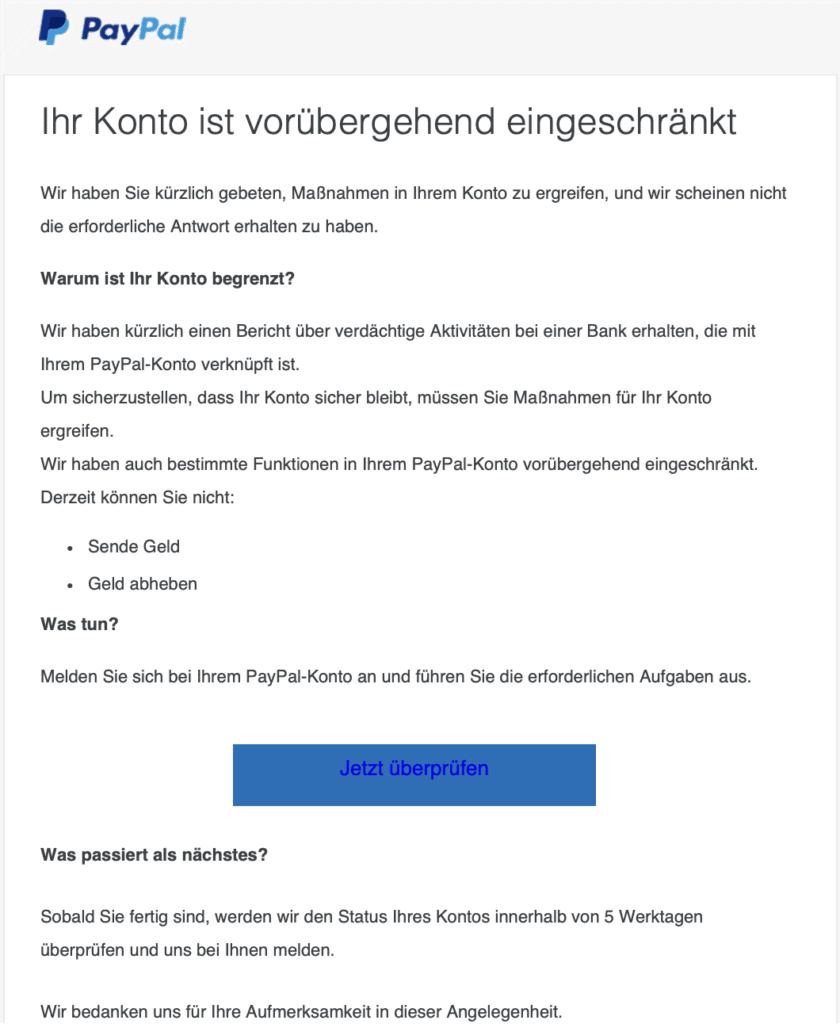 Keine Versandbestätigung oder Bestellbestätigung