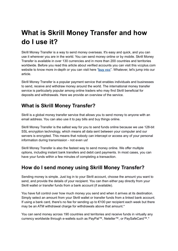 Transfer Money - Send Money Online | Skrill