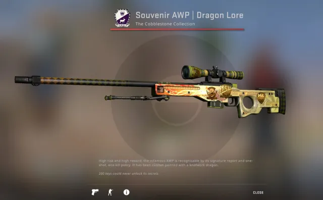 A Souvenir AWP Dragon Lore skin with a Skadoodle sticker sold for over $61, - Dot Esports