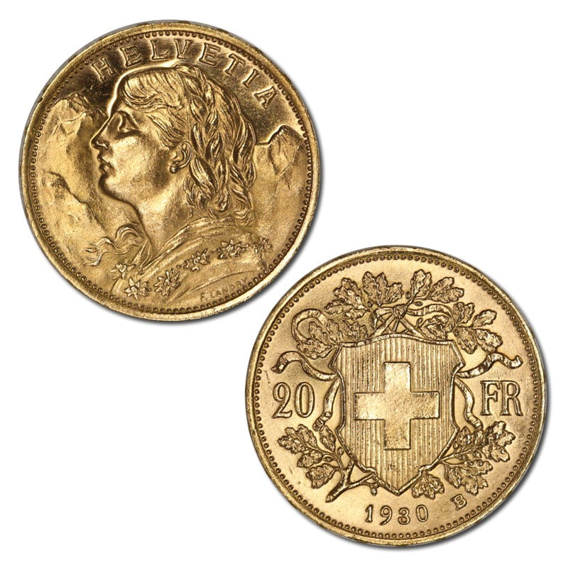 Swiss 20 Franc Gold Coin (Date of our Choice) | Golden Eagle Coins