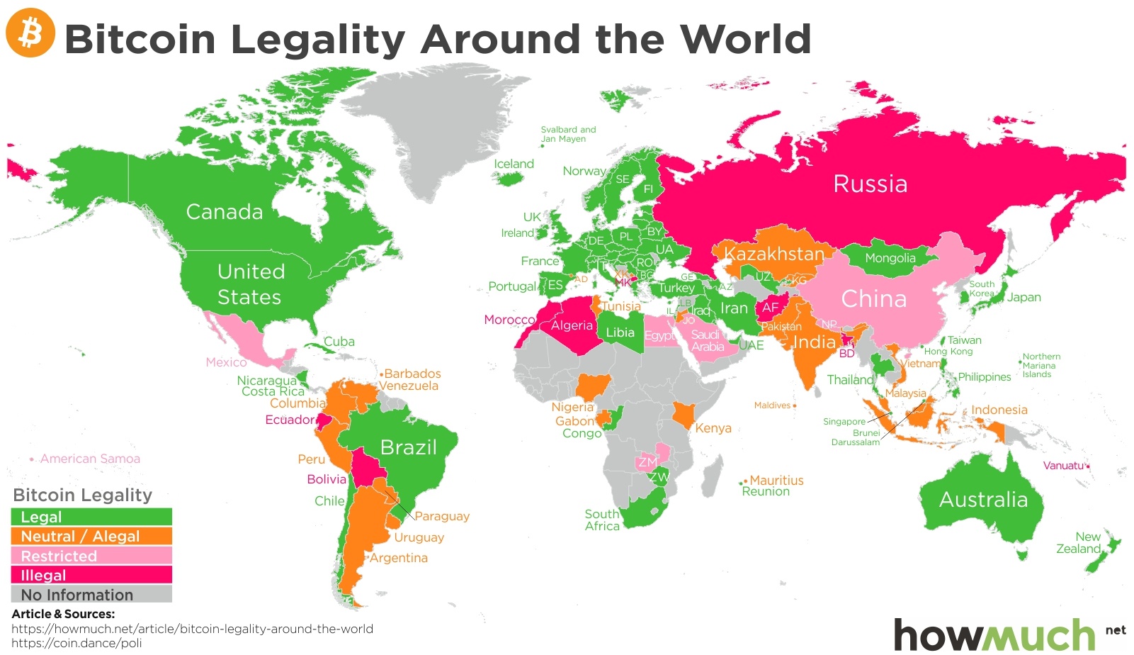 Countries Where Bitcoin Is Legal and Illegal